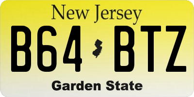 NJ license plate B64BTZ