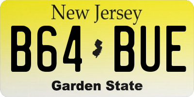 NJ license plate B64BUE