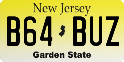 NJ license plate B64BUZ