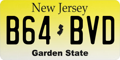 NJ license plate B64BVD