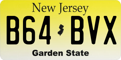 NJ license plate B64BVX