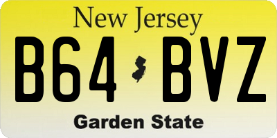 NJ license plate B64BVZ