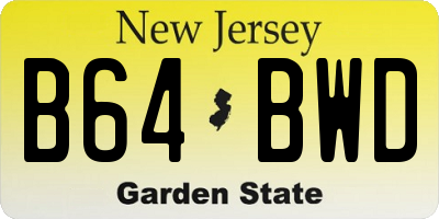 NJ license plate B64BWD