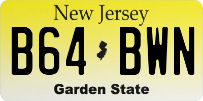 NJ license plate B64BWN
