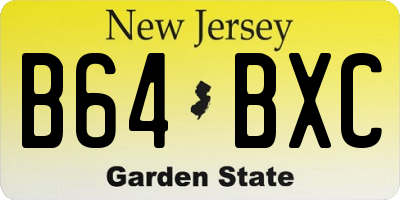 NJ license plate B64BXC
