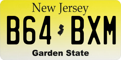 NJ license plate B64BXM