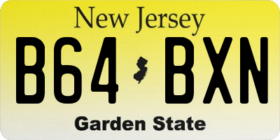 NJ license plate B64BXN