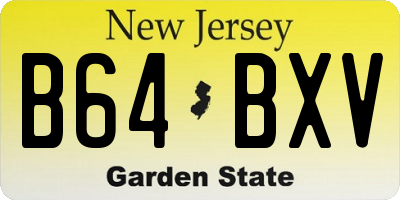 NJ license plate B64BXV