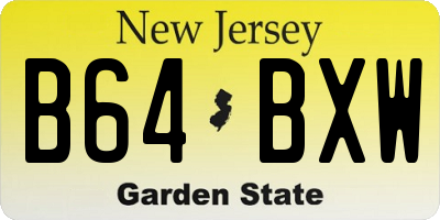 NJ license plate B64BXW