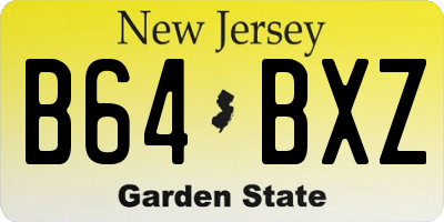 NJ license plate B64BXZ