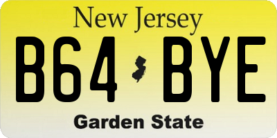 NJ license plate B64BYE