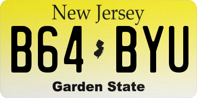 NJ license plate B64BYU