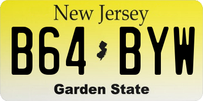 NJ license plate B64BYW