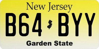 NJ license plate B64BYY