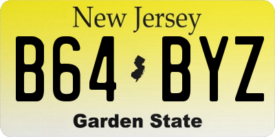 NJ license plate B64BYZ
