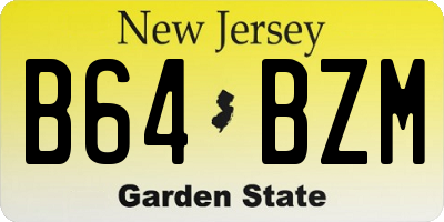 NJ license plate B64BZM