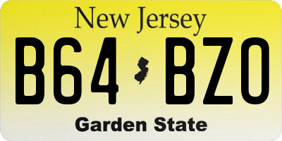 NJ license plate B64BZO