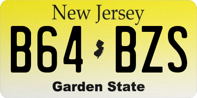 NJ license plate B64BZS
