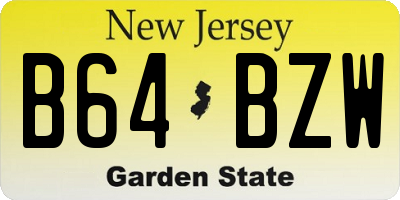 NJ license plate B64BZW