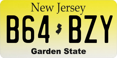 NJ license plate B64BZY