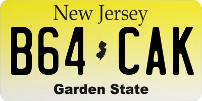 NJ license plate B64CAK