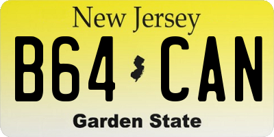 NJ license plate B64CAN