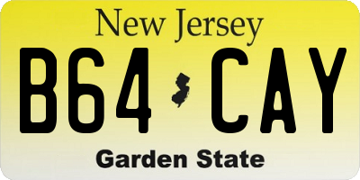 NJ license plate B64CAY