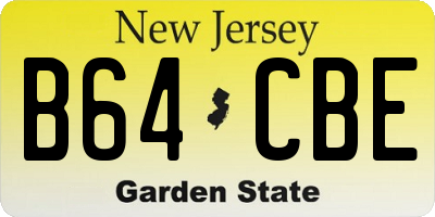 NJ license plate B64CBE