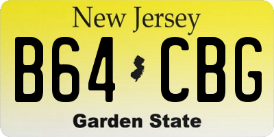 NJ license plate B64CBG