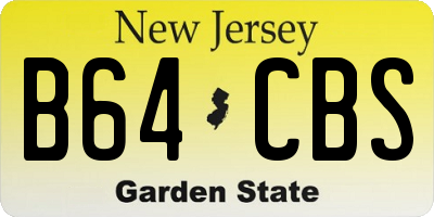 NJ license plate B64CBS