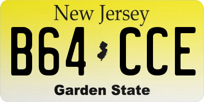 NJ license plate B64CCE