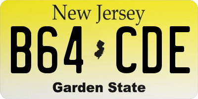 NJ license plate B64CDE
