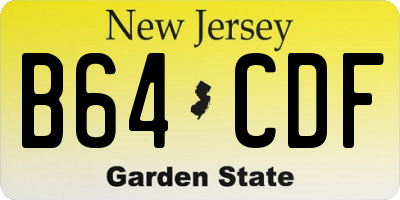 NJ license plate B64CDF