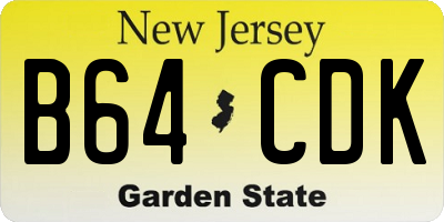 NJ license plate B64CDK