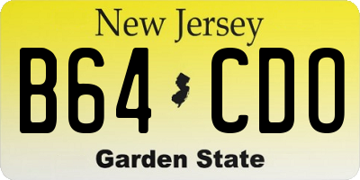 NJ license plate B64CDO