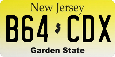 NJ license plate B64CDX