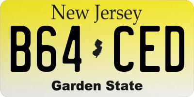 NJ license plate B64CED