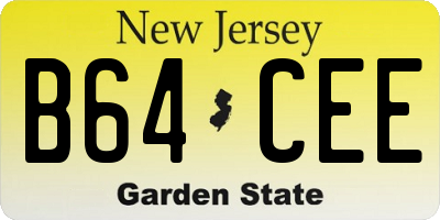 NJ license plate B64CEE