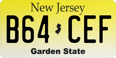 NJ license plate B64CEF