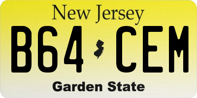 NJ license plate B64CEM