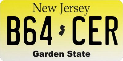 NJ license plate B64CER