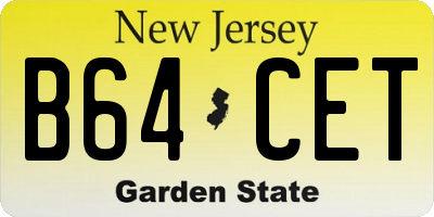 NJ license plate B64CET