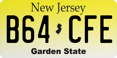 NJ license plate B64CFE
