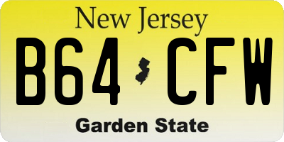 NJ license plate B64CFW