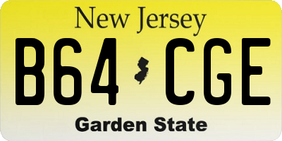NJ license plate B64CGE