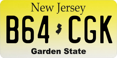NJ license plate B64CGK