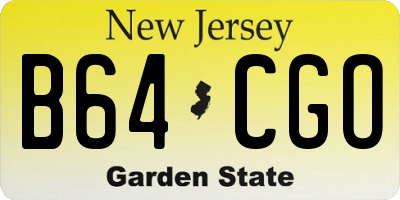 NJ license plate B64CGO