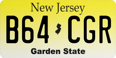 NJ license plate B64CGR