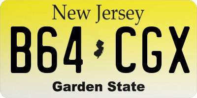NJ license plate B64CGX