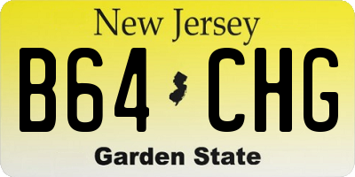 NJ license plate B64CHG